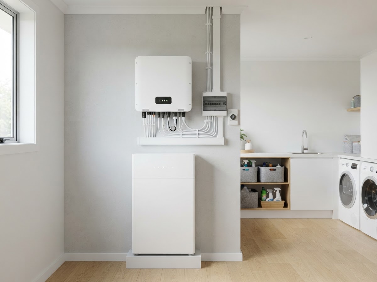 Wall-mounted hybrid inverter and lithium battery storage unit
