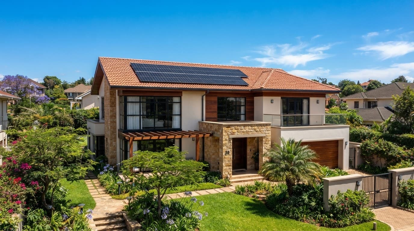 Kenyan home with rooftop solar panels